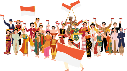 group of indonesia dancer cartoon illustration